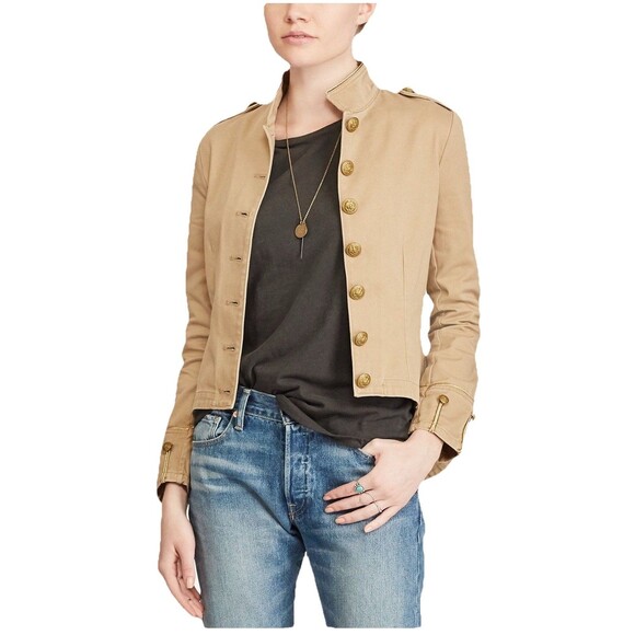 Ralph Lauren Denim Supply Jacket Cotton Military Gold Buttons Peplum Back Medium - Picture 14 of 14